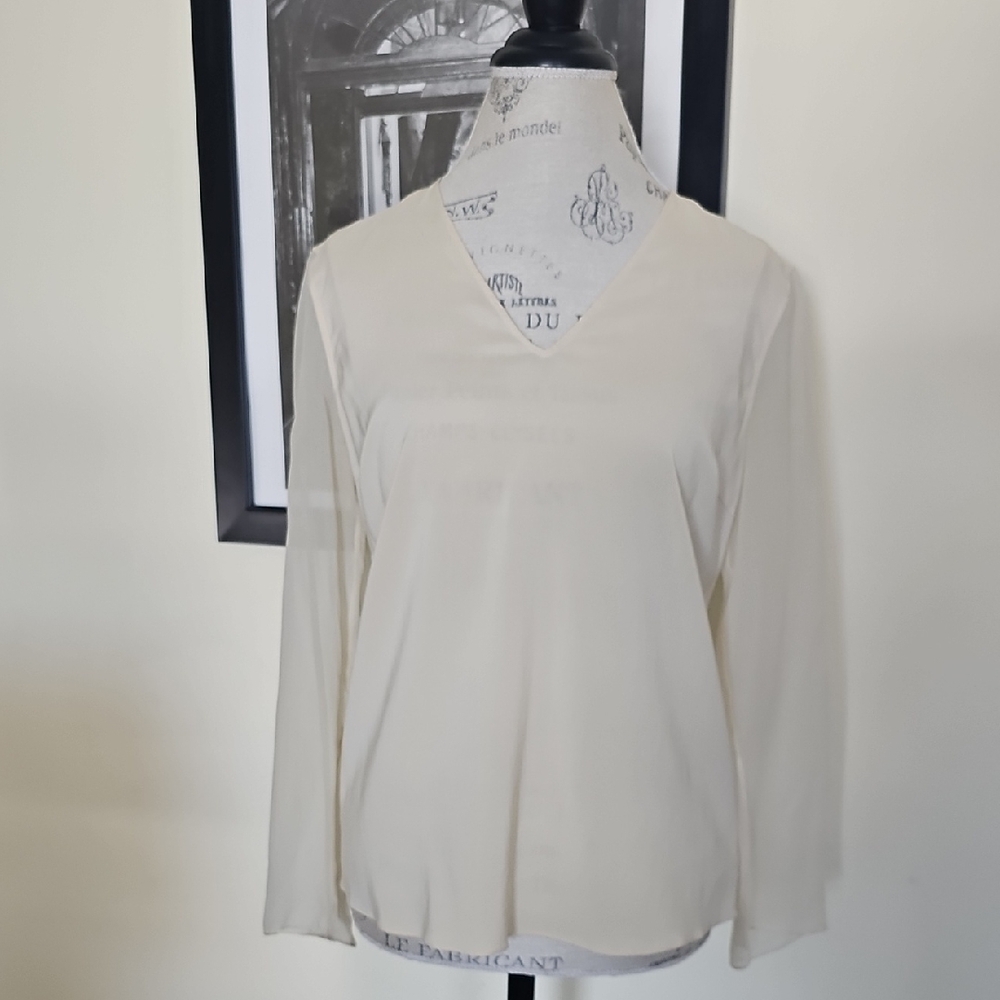 Brunello Cucinelli sz M cream silk blouse